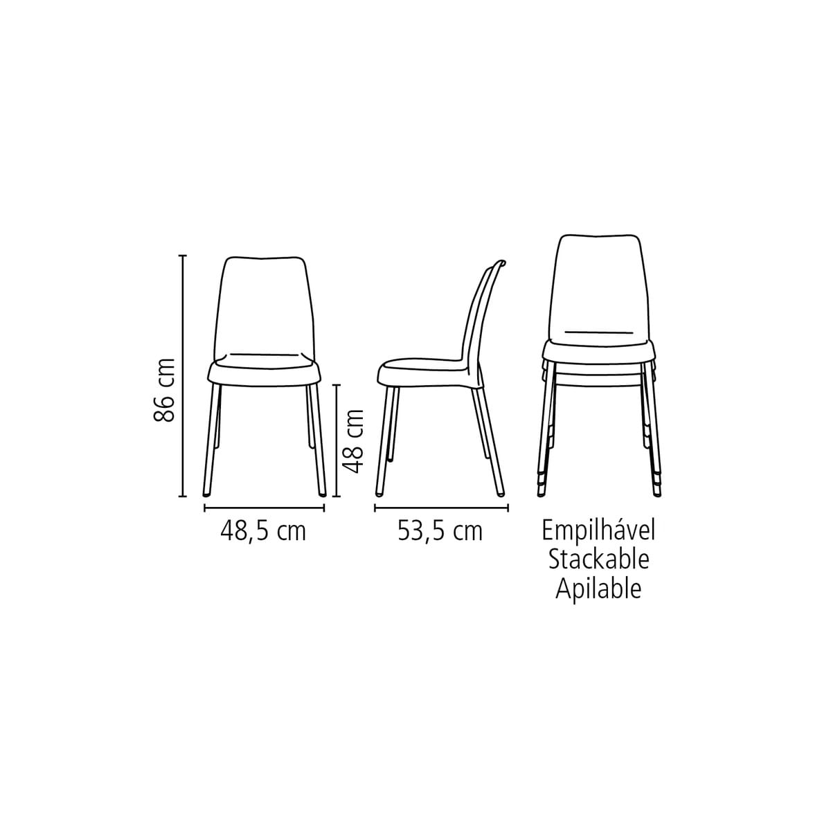 Cadeira Plastica Tramontina Vanda Preta Pernas De Aluminio - Lazer -  Utilidades Domésticas