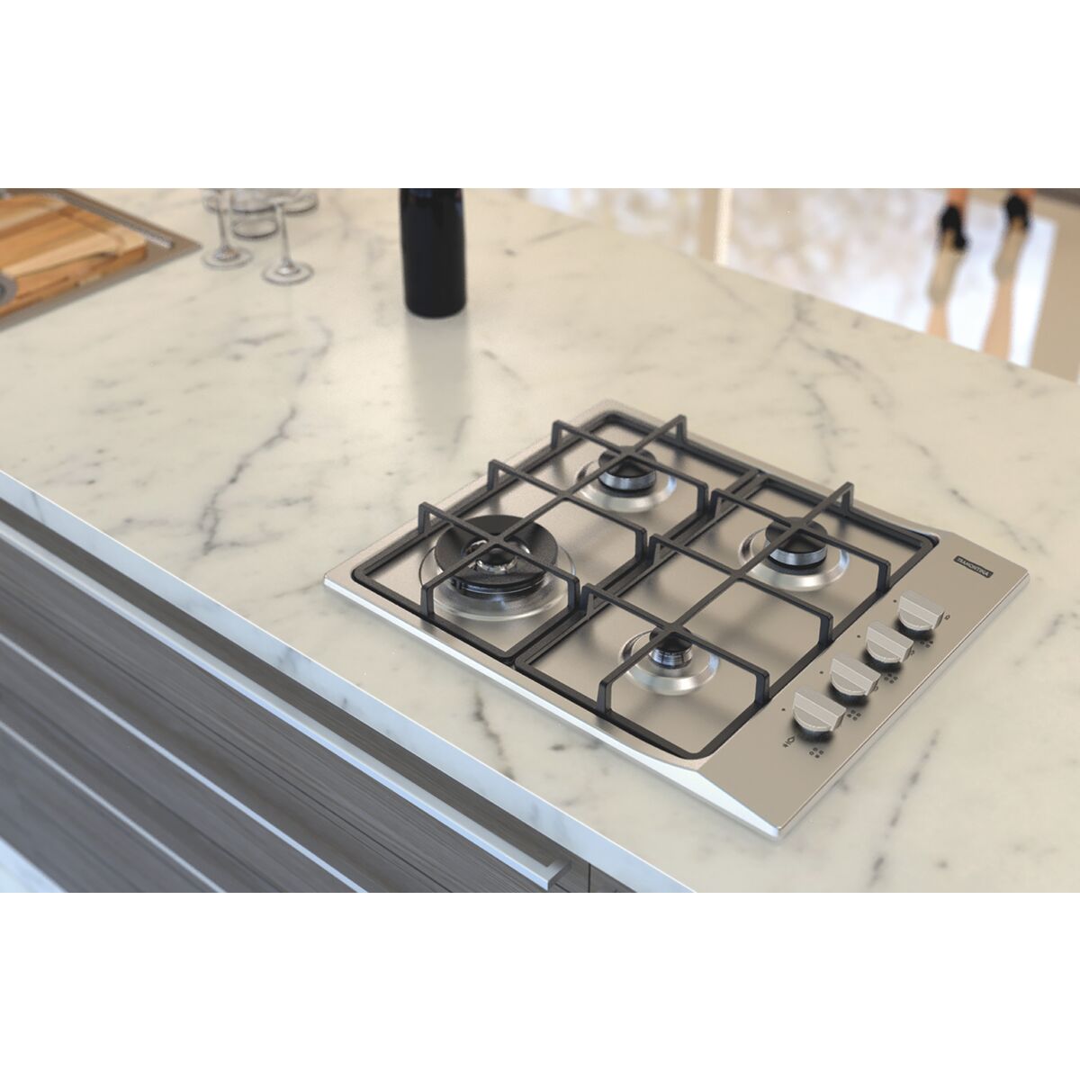 Cooktop a Gás Tramontina Square em Aço Inox Trempes em Ferro Fundido 4