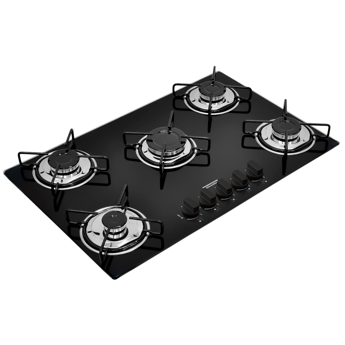 Cooktop a Gás Tramontina Brasil em Vidro Temperado Preto 5 Queimadores