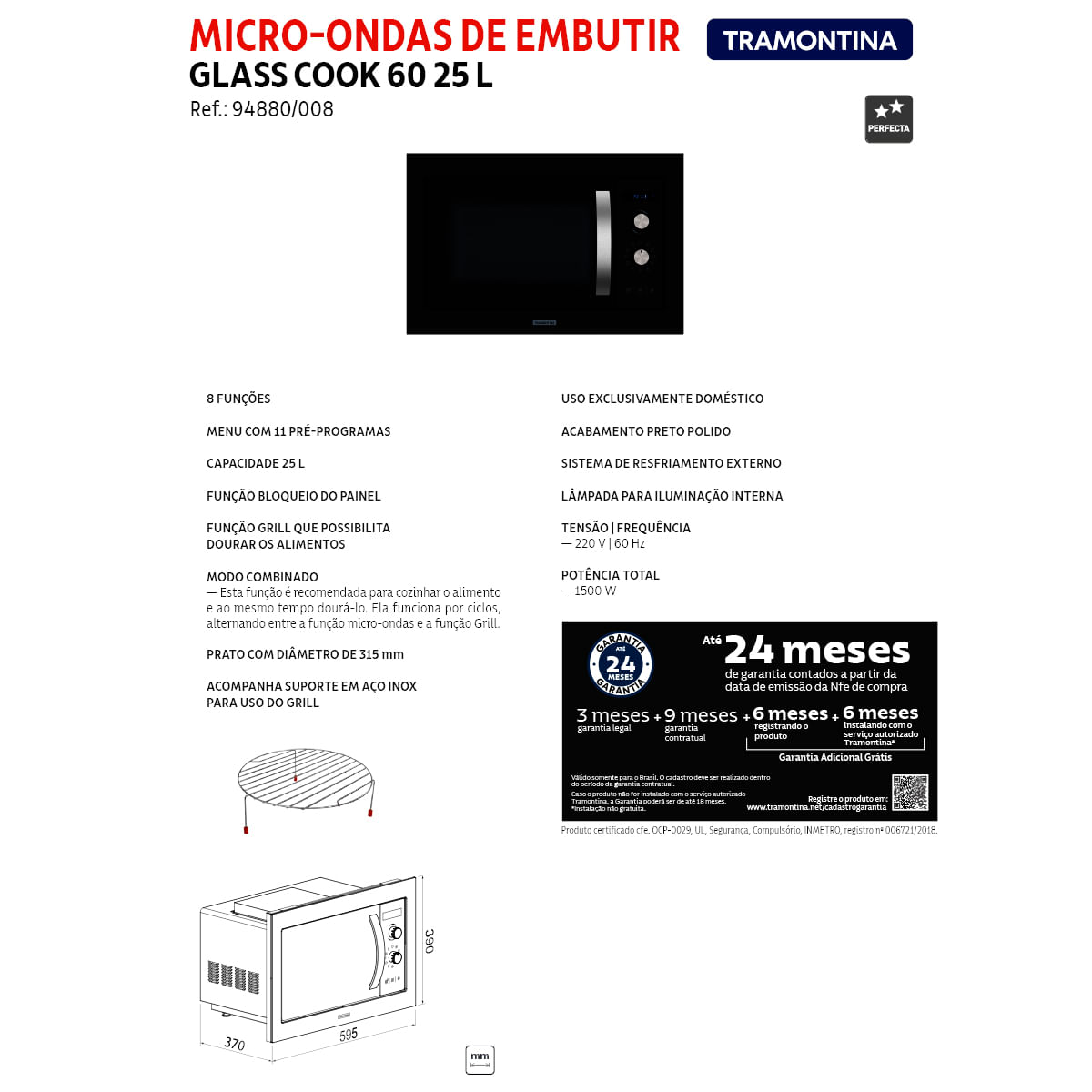 Microondas Tramontina Glass 25 Litros 11F - T948801