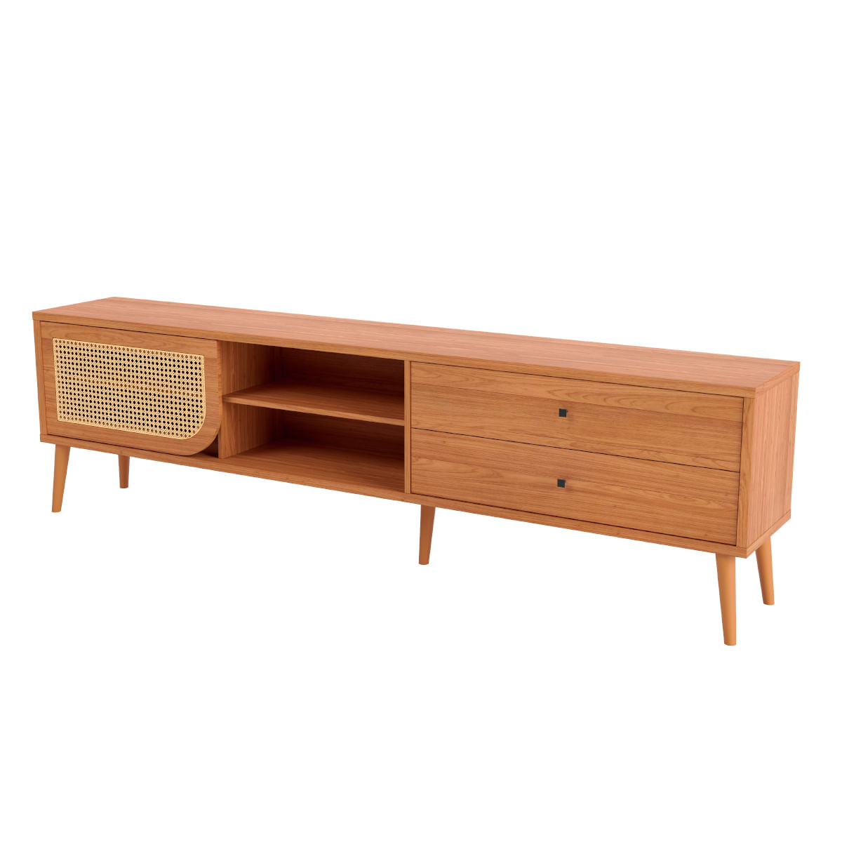 Rack Tela para TV em MDF 220 cm com 2 Gavetas e Porta de Correr Freijó ...
