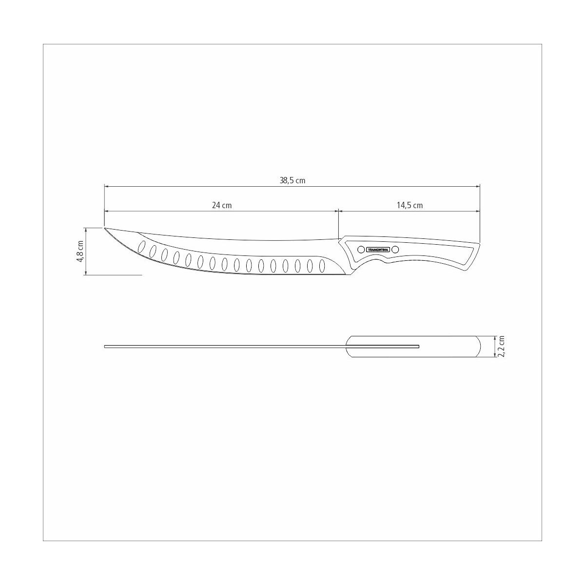 Faca para Carne Tramontina Churrasco Black com Lâmina em Aço Inox  Escurecido e Cabo de Madeira 10 - 22841110 - Distribuidora Tropical Santos