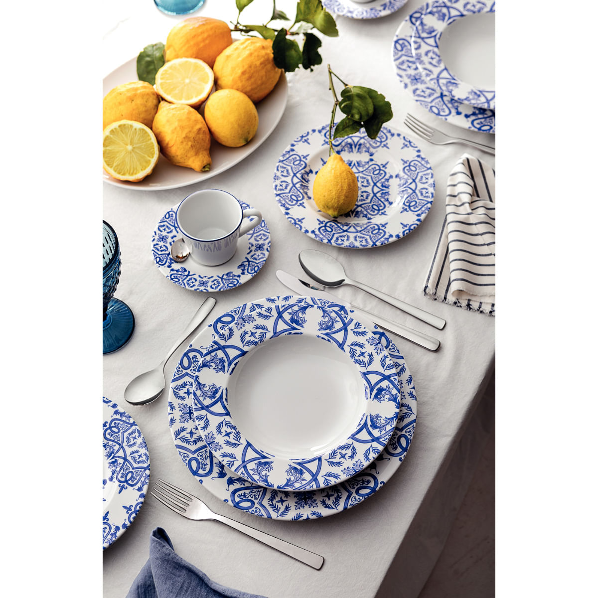 Jogo de Pratos Algarve Tramontina em Porcelana Decorada 12 Peças ...