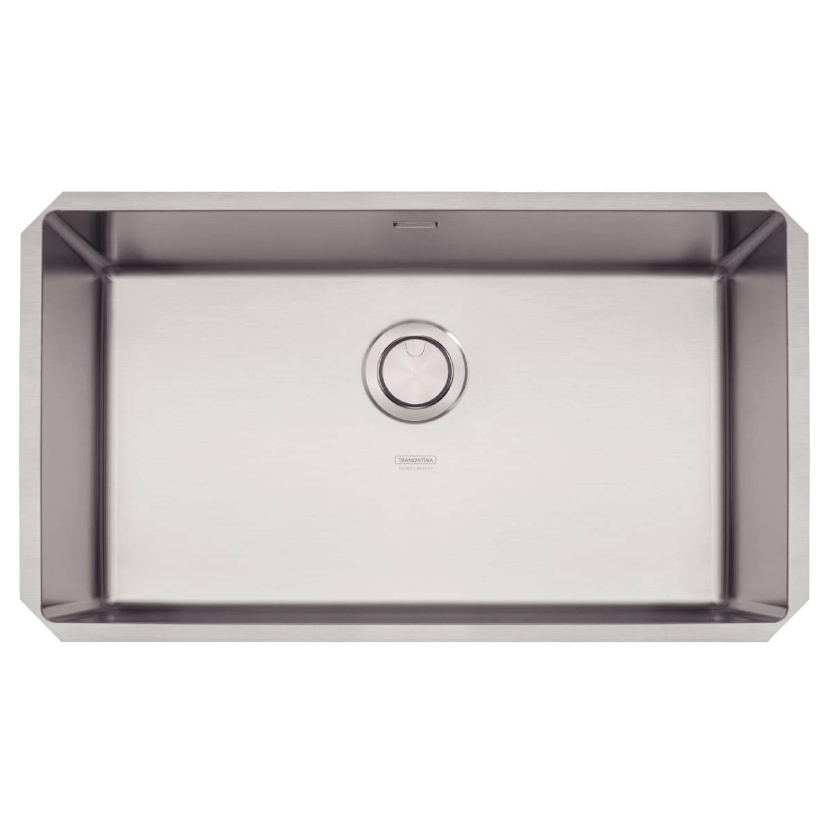 Cuba Quadrum 70 U Undermount Tramontina 70 x 40 x 20 cm em Aço Inox Scotch Brite com Válvula