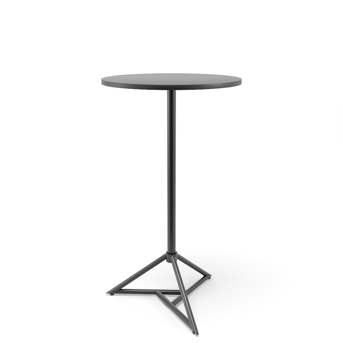 Mesa Bistrô Dot Redonda Alta Preta 60x106cm em Aço e Madeira Plaxmetal
