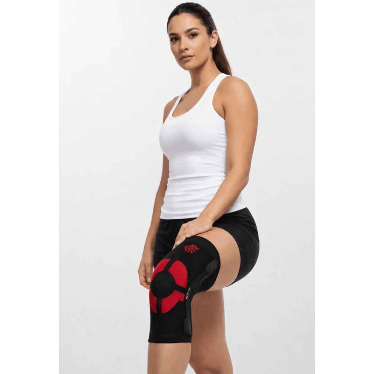 Encontraproduto.com.br - Joelheira PRO N1 Sport Flamengo Vermelho e Preto Tamanho M