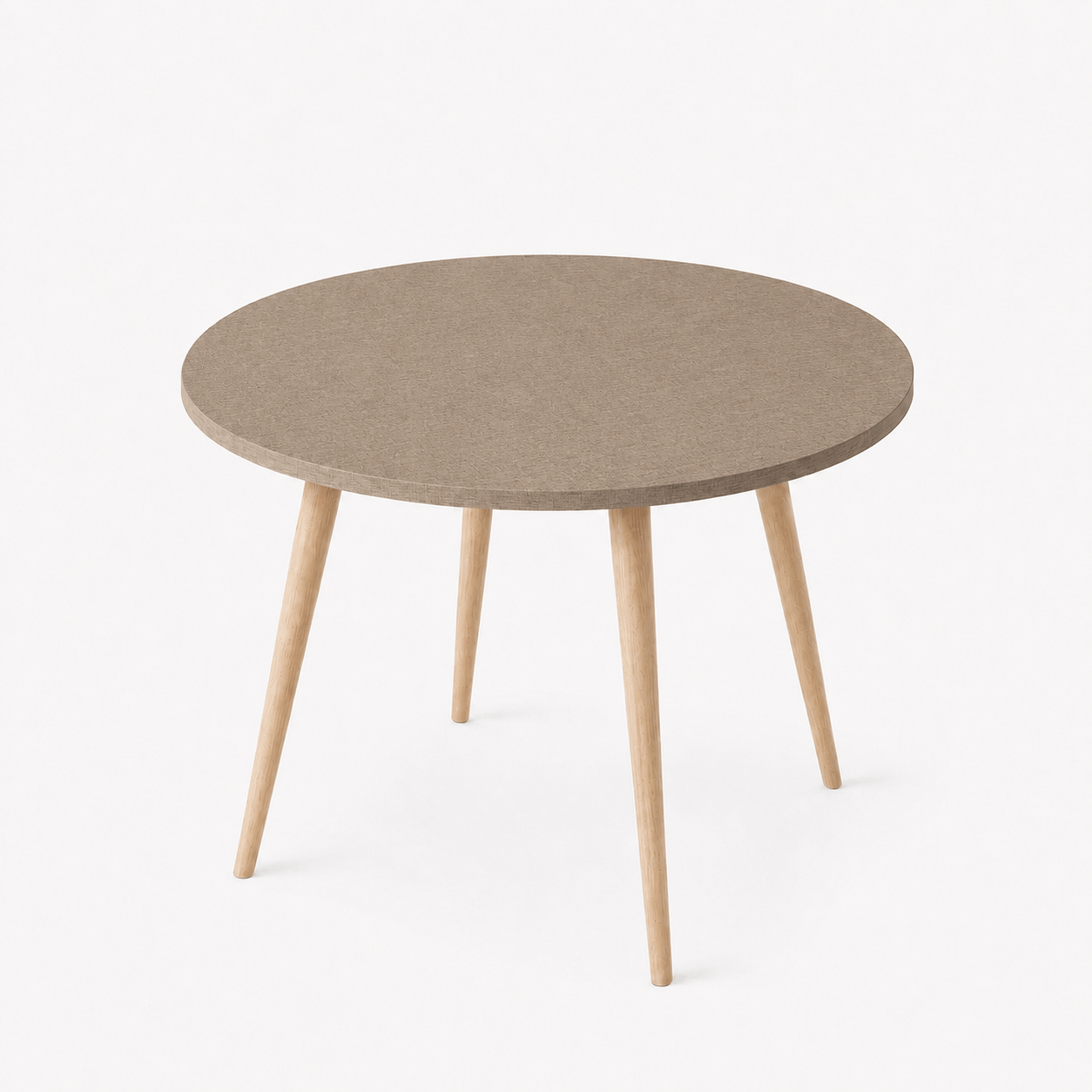Mesa Jantar Sofia Redonda 80cm Linum 18mm Pés de Madeira Natural Marin