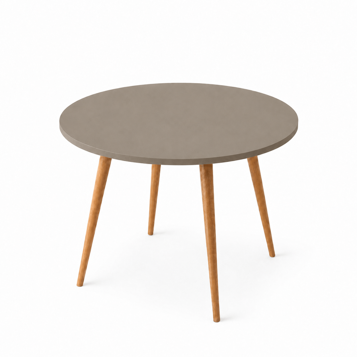 Mesa Jantar Sofia Redonda 80cm Mocca 18mm Pés de Madeira Natural Marin